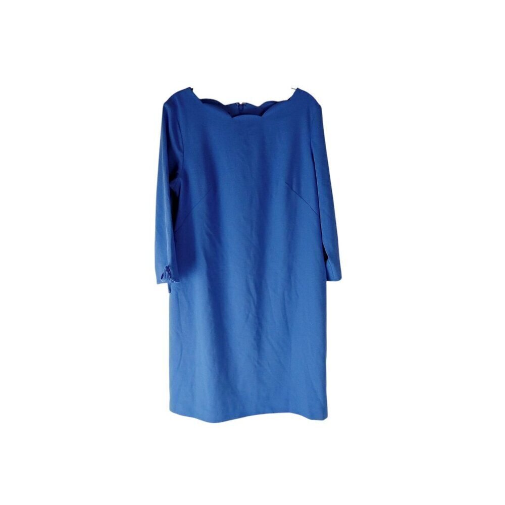 Talbots Womens Shift Dress Blue Lined Tie Bow Long Sleeve 12P Petite